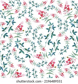 Colorful flower seamless pattern isolated on white background. Floral pattern