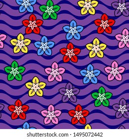 Patrón de flores coloridas sin fisuras sobre fondo blanco. Diseño de impresión de papel. Ilustración de vector retro abstracta. Tejidos, tejidos, envolturas a la moda. Decoración moderna del espacio.
