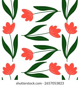 Colorful flower seamless pattern on white background for textile and fabric