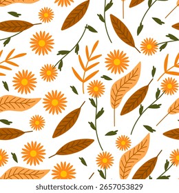 Colorful flower seamless pattern on white background for textile and fabric