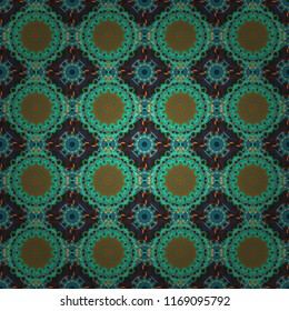 Colorful flower seamless pattern. Stylized floral motif in gray, black and brown colors. Mandala raster element. Round ornament decoration.