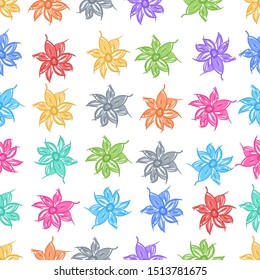 Colorful flower seamless pattern in vector illustration.