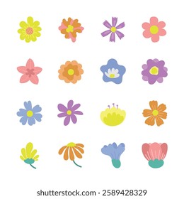 colorful flower set for design 