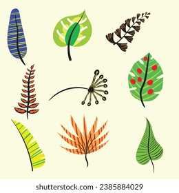 Colorful flower set.  Flat style vector illustration. 