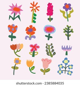 Flor colorida.  Ilustración vectorial de estilo plano. 