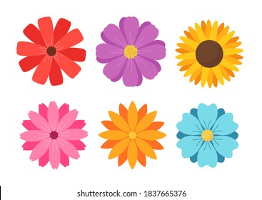 Colorful flower set for women Isolated on white background.