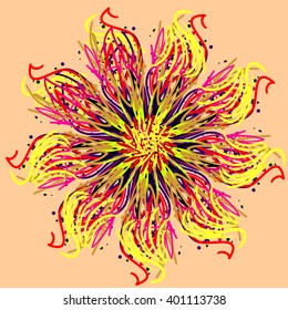 colorful flower with shadow background. vector illustration
