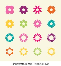 Montaje de flores coloridas. Ilustración vectorial.