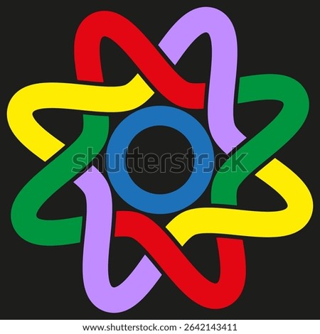 Colorful flower shape. Vector bloom symbol. Multicolor petal form. Abstract curved icon.