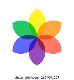Colorful flower, Transparent Color spectrum isolated on white background