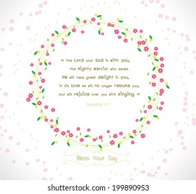  Colorful flower vector in circle shape with bible verse.