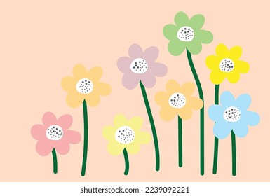 colorful flower vector with peach background