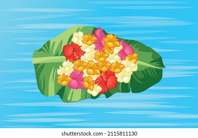 Colorful flower with water color background. Chakma traditional festival. vector illustration.