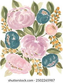 Colorful flower watercolor illustration clipart design vector print
