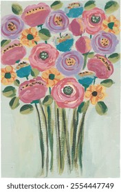 colorful flower watercolour hand drawn illustration