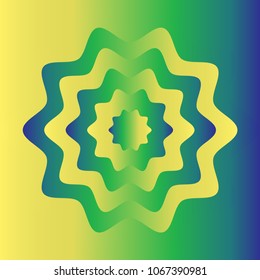 Colorful flower wheel gradient background. Blue, yellow, green color.