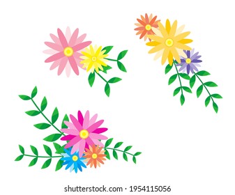 Colorful flower wreath frame. Vector illustration.