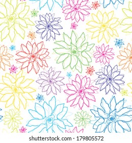 Colorful flowers - Abstract Nature Pattern with plants,  Endless pattern can be used for wallpaper,  web page background, surface textures