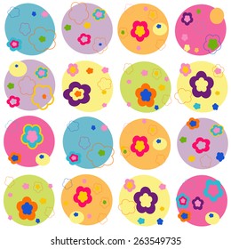 Colorful flowers abstract rounded background