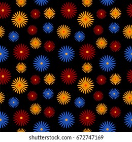 Colorful flowers background seamless pattern. Vector illustration.