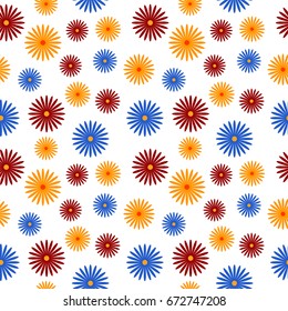 Colorful flowers background seamless pattern. Vector illustration.