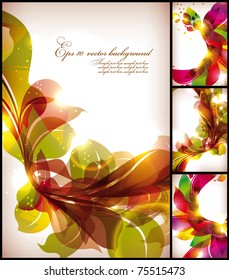 Colorful flowers background set