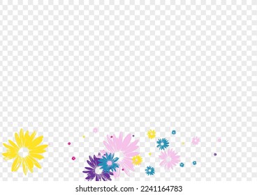 Fleurs colorées Arrière-Plan Vectoriel Transparent. Modèle Végétal Imaginatif. Fleur de camomille verte. Bannière rétro. Pétale De Couleur De Grille.