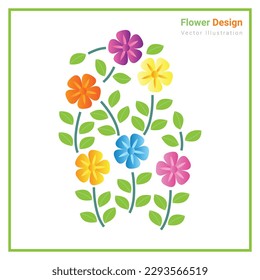 Colorful flowers and beautiful leaves Frame and background vector	

