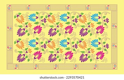 Colorful flowers and beautiful leaves Frame and background vector