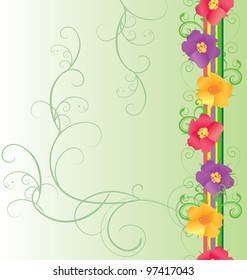 colorful flowers border on green background spring nature vector