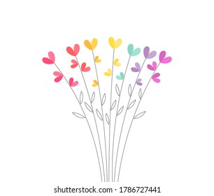 Colorful  flowers bouquet. Summer vector illustration.