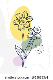 Colorful flowers and branches vector illustration