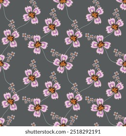 Colorful flowers and branchs whit shadow on a white backgeound