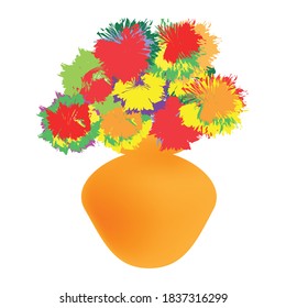 Colorful flowers in clay pot
