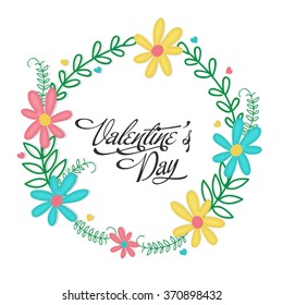 Colorful flowers decorated beautiful greeting card for Happy Valentine's Day celebration.