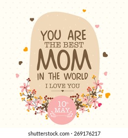 Colorful flowers decorated greeting or invitation card design for 10th May, Happy Mother's Day celebration.