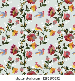 Colorful flowers design seamless pattern