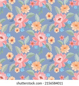 El diseño de flores coloridas en un patrón impecable. Se puede usar para papel de tela textil.