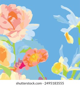 Colorful flowers in detailed illustration