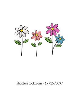 colorful flowers in flat style vector