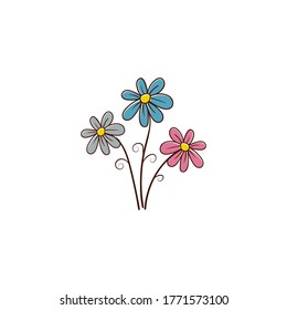 colorful flowers in flat style vector