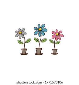 colorful flowers in flat style vector