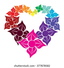 Colorful flowers forming a heart