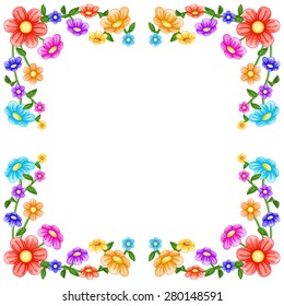 Colorful flowers frame