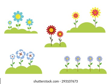 Colorful flowers garden set vector