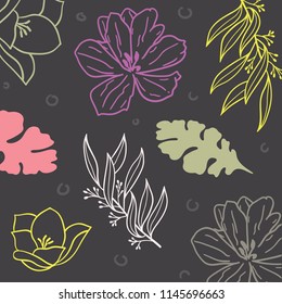 Colorful flowers hand drawn background