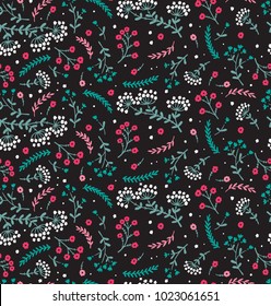 Colorful Flowers. Hand drawn doodle Wild Flowers. Floral Seamless pattern. Vector Floral background. Wildflowers.
