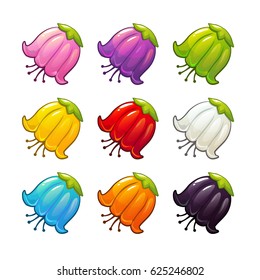 Colorful flowers icons set. Vector isolated floral elements.