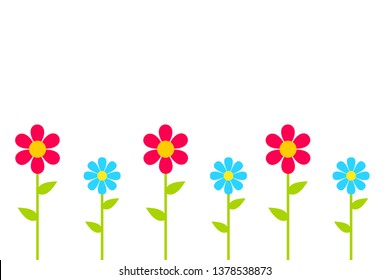 Colorful flowers isolated on white background. Floral, summer design. Vector illustration.