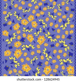 Colorful flowers and leafs - seamless pattern